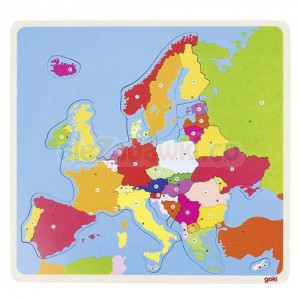 Mapa Europy, Drewniana układanka – puzzle, Goki 57509