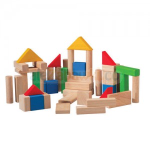 Drewniane klocki kolorowe (50 sztuk), Plan Toys PLTO-5535