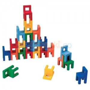 Balansująca wieża z krzesełek, drewniany zestaw do kreatywnej zabawy, Goki 56929