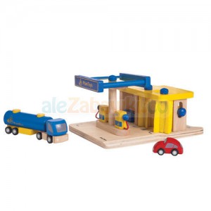 Stacja benzynowa - drewniany zestaw do zabawy, Plan Toys PLTO-6013