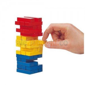 Drewniana wieża do układania mała, gra zręcznościowa, Goki HS 973