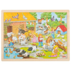 Drewniane puzzle dla dzieci, Farma, Wiejski klimat, 3+, Goki