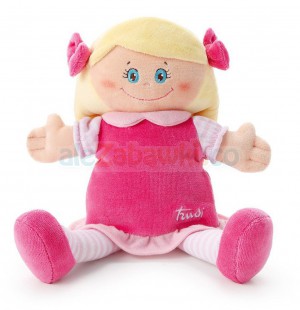Pluszowa lalka przytulanka w różowej sukience, 0+, 24cm, Trudi