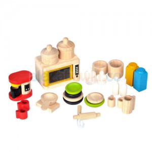 Mebelki dla lalek Dodatki i naczynia do kuchni, Plan Toys  PLTO-9406