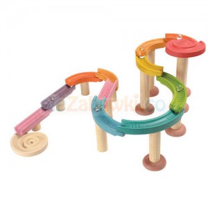 Drewniany kolorowy tor kulkowy deluxe, Plan Toys PLTO-5643