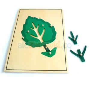 Puzzle drewniane - Duży liść - pomoce Montessori