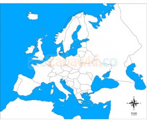 Mapa kontrolna - Europa - pomoce Montessori