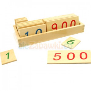 Małe drewniane karty do liczenia 1-1000 - pomoce Montessori