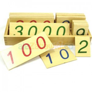 Duże drewniane karty do liczenia 1-3000 - pomoce Montessori