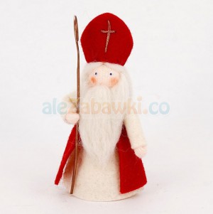 Lalka - Święty Mikołaj z laską, 7-8cm, 3+, Ambrosius