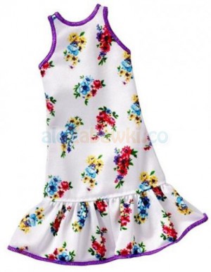 Barbie - Modne sukienki - biała w kwiaty -  FCT12/DXB02