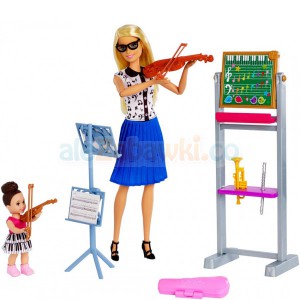 Barbie - Kariera mebelki - klasa muzyczna + dwie lalki FXP18, 3+, Mattel