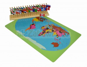 Mapa Świata z flagami, 6+, GoMontessori