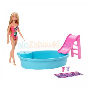 Barbie Lalka + basen GHL91, 3+, Mattel