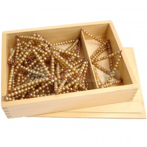 Perłowy łańcuszek 100 i 1000 - w pudełku - pomoce Montessori