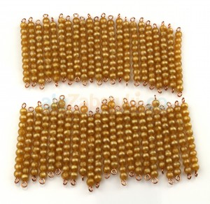 45 łańcuszków z 10  perłowych koralików - pomoce Montessori