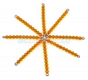 9 złotych łańcuszków z 10 koralików - pomoce Montessori