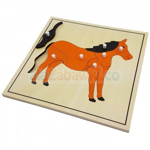 Puzzle zoologiczne - Koń - pomoce Montessori