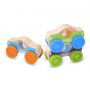 Drewniane autka ze zwierzakami (nakładanie), 9m+, Melissa&Doug