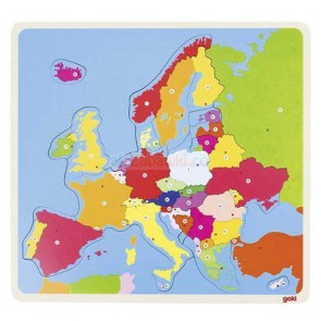 Mapa Europy, Drewniana układanka – puzzle, Goki 57509