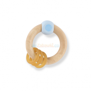 Grzechotka z drewna kauczukowego - niebieska, 0+, Hevea 
