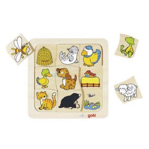 Drewniane puzzle Gdzie mieszkają zwierzątka? GOKI-56881