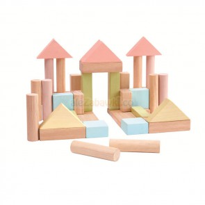 Pastelowe klocki drewniane 40 szt., Plan Toys PLTO-5507