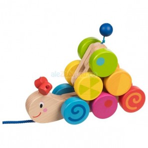 Drewniana gąsienica Lena do ciągnięcia, 1+, Goki