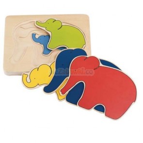 Drewniana układanka warstwowa wzór Słoniki, Goki 57883