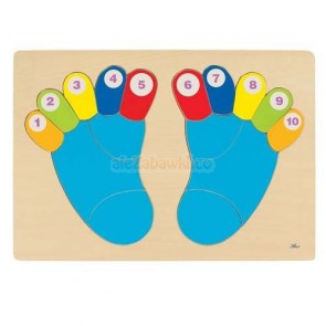 Drewniana układanka Stopy, nauka liczenia, Goki 57876