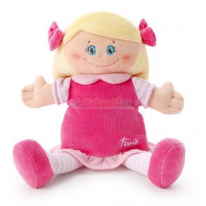 Pluszowa lalka przytulanka w różowej sukience, 0+, 24cm, Trudi