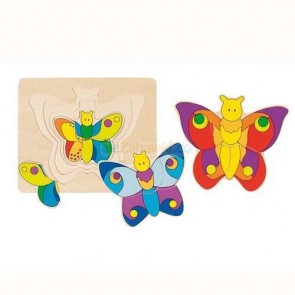 Drewniana układanka warstwowa wzór Motylki, Goki 57899