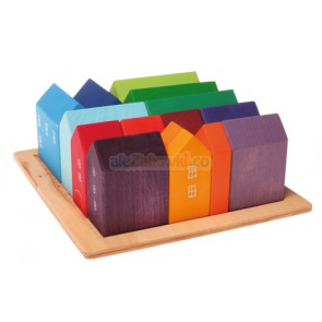 Zestaw tęczowych domków ręcznie malowanych, Grimm's