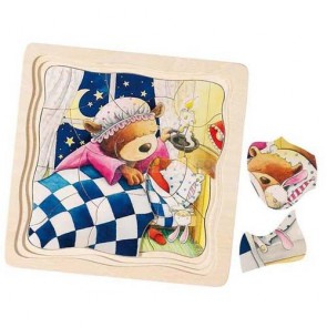 Układanka warstwowa wzór Misie, zestaw obrazków, Goki 57583