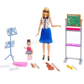 Barbie - Kariera mebelki - klasa muzyczna + dwie lalki FXP18, 3+, Mattel